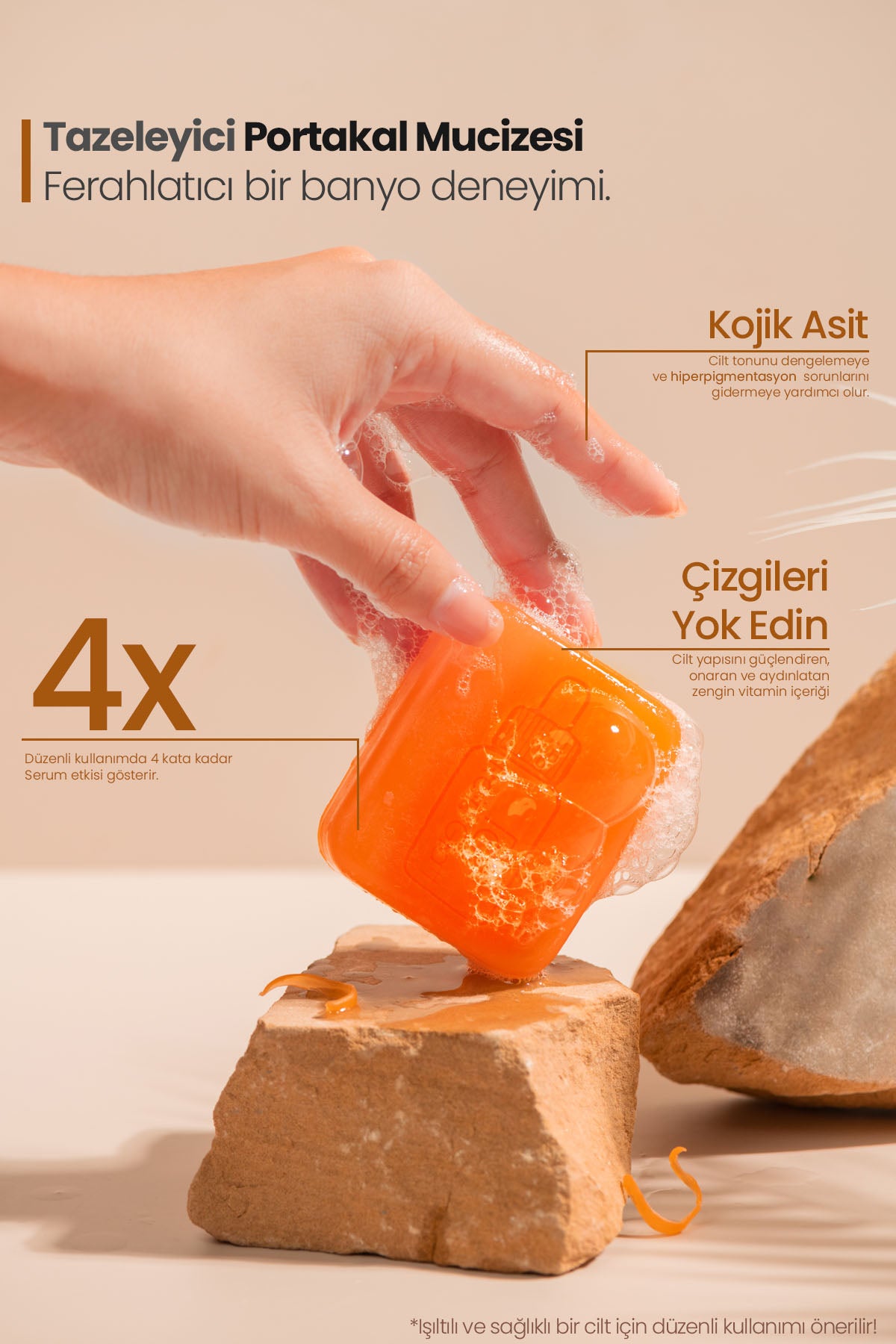 Kojic Asit Sabunu, Zerdeçal Ve Portakal Kojik Asit Etkisi Ile Leke Karşıtı Ve Beyazlatıcı KojikSabun
